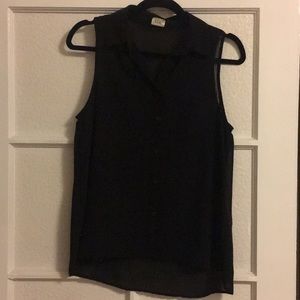 Sheer black collared button down tank